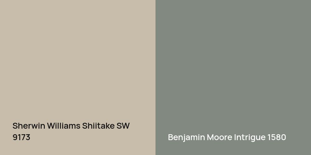 Sherwin Williams Shiitake vs. Benjamin Moore Intrigue