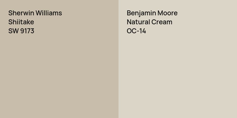 Sherwin Williams Shiitake vs. Benjamin Moore Natural Cream