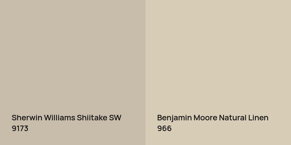 Sherwin Williams Shiitake vs. Benjamin Moore Natural Linen