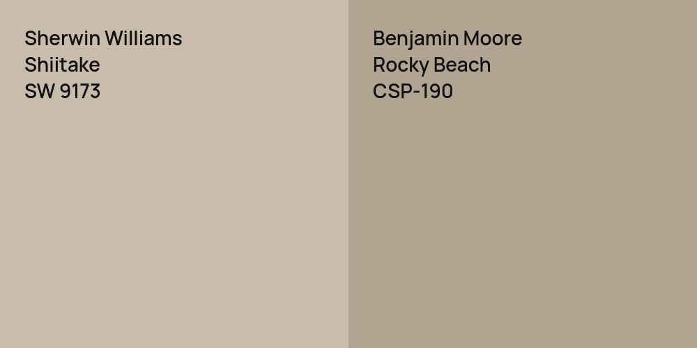 Sherwin Williams Shiitake vs. Benjamin Moore Rocky Beach