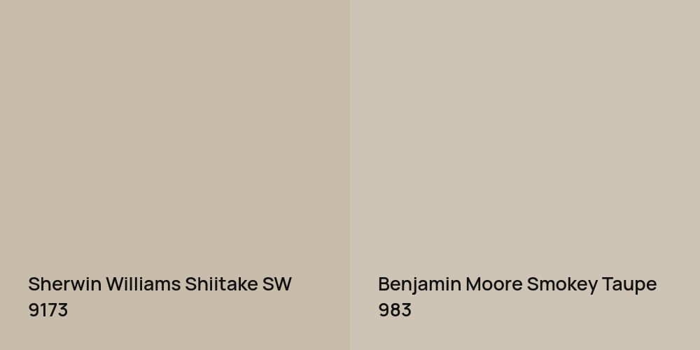 Sherwin Williams Shiitake vs. Benjamin Moore Smokey Taupe