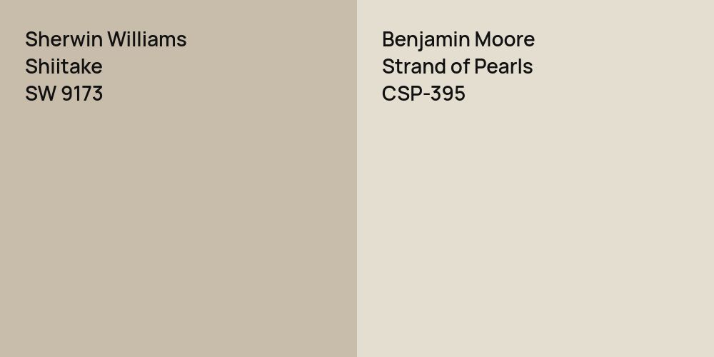 Sherwin Williams Shiitake vs. Benjamin Moore Strand of Pearls