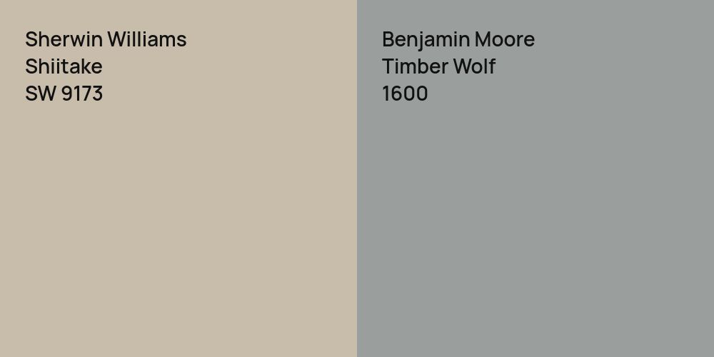 Sherwin Williams Shiitake vs. Benjamin Moore Timber Wolf