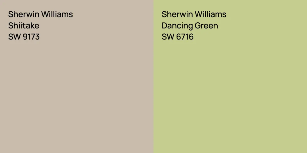 Sherwin Williams Shiitake vs. Sherwin Williams Dancing Green