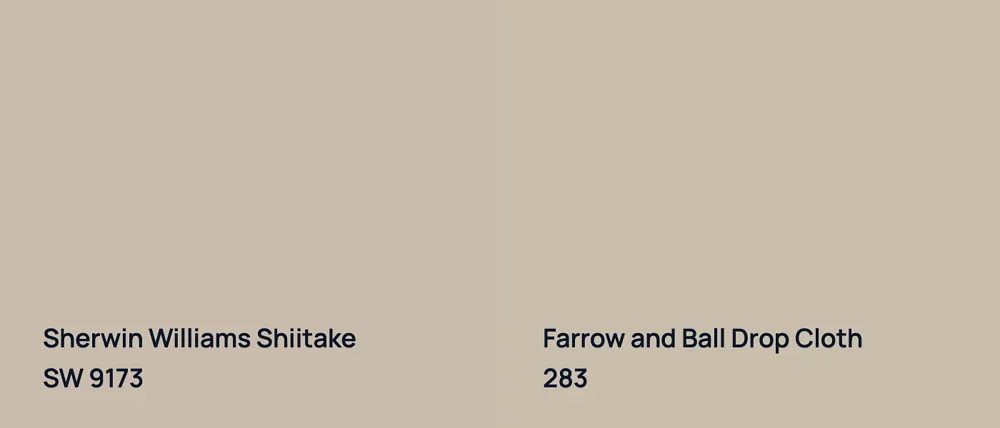 Sherwin Williams Shiitake SW 9173 vs Farrow and Ball Drop Cloth 283