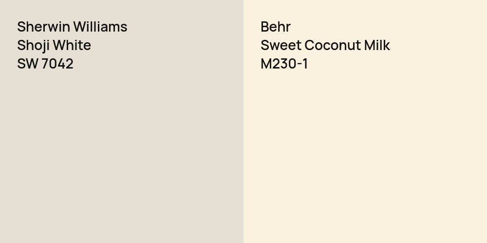 Sherwin Williams Shoji White vs. Behr Sweet Coconut Milk