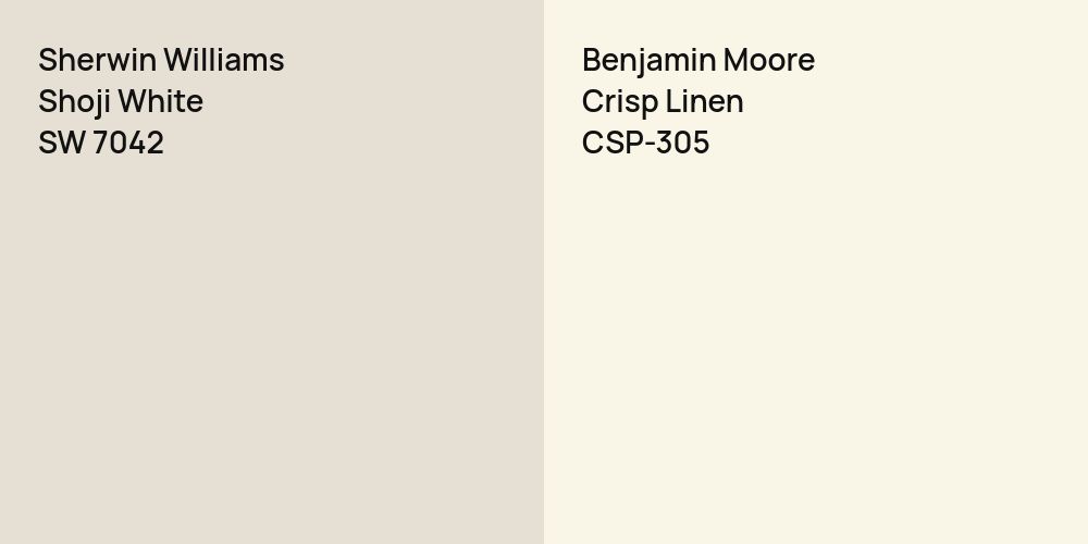 Sherwin Williams Shoji White vs. Benjamin Moore Crisp Linen