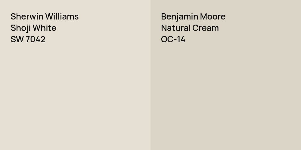 Sherwin Williams Shoji White vs. Benjamin Moore Natural Cream