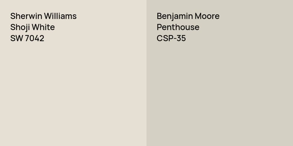 Sherwin Williams Shoji White vs. Benjamin Moore Penthouse