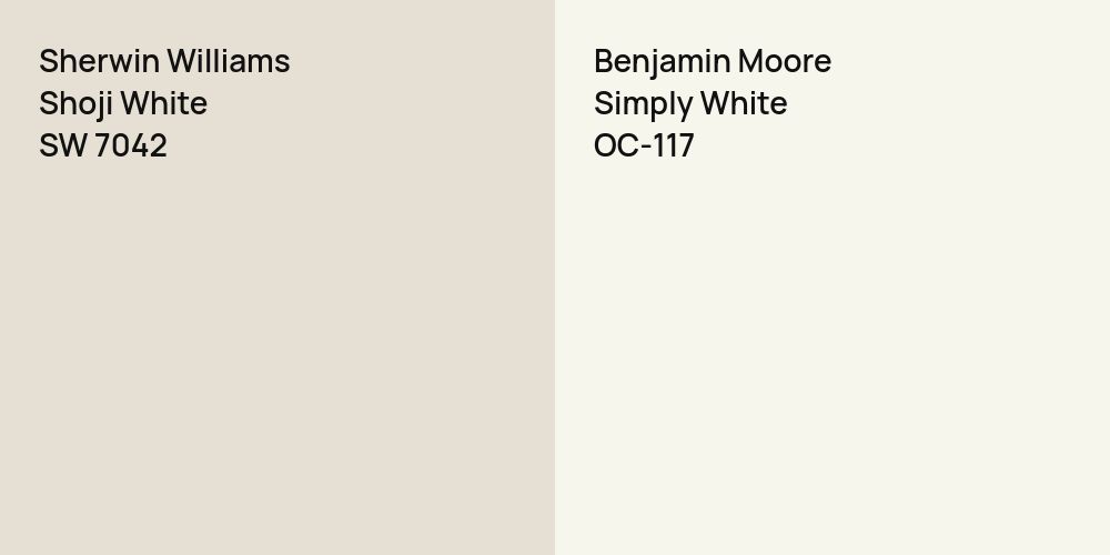 Sherwin Williams Shoji White vs. Benjamin Moore Simply White