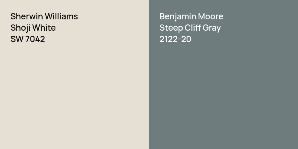 Sherwin Williams Shoji White vs. Benjamin Moore Steep Cliff Gray