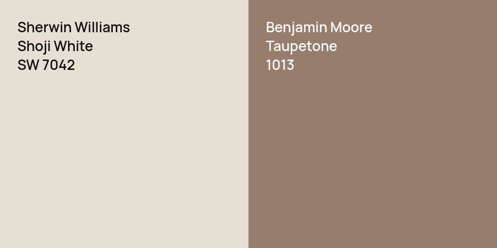 Sherwin Williams Shoji White vs. Benjamin Moore Taupetone