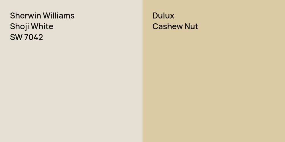 Sherwin Williams Shoji White vs. Dulux Cashew Nut