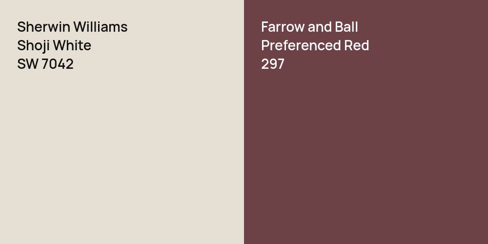 Sherwin Williams Shoji White vs. Farrow and Ball Preferenced Red