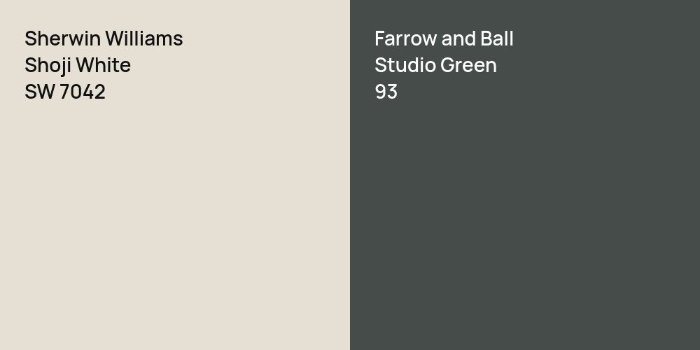 Sherwin Williams Shoji White vs. Farrow and Ball Studio Green