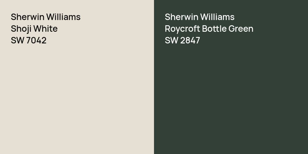 Sherwin Williams Shoji White vs. Sherwin Williams Roycroft Bottle Green