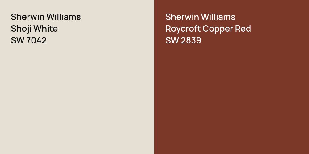 Sherwin Williams Shoji White vs. Sherwin Williams Roycroft Copper Red