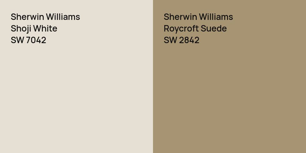 Sherwin Williams Shoji White vs. Sherwin Williams Roycroft Suede