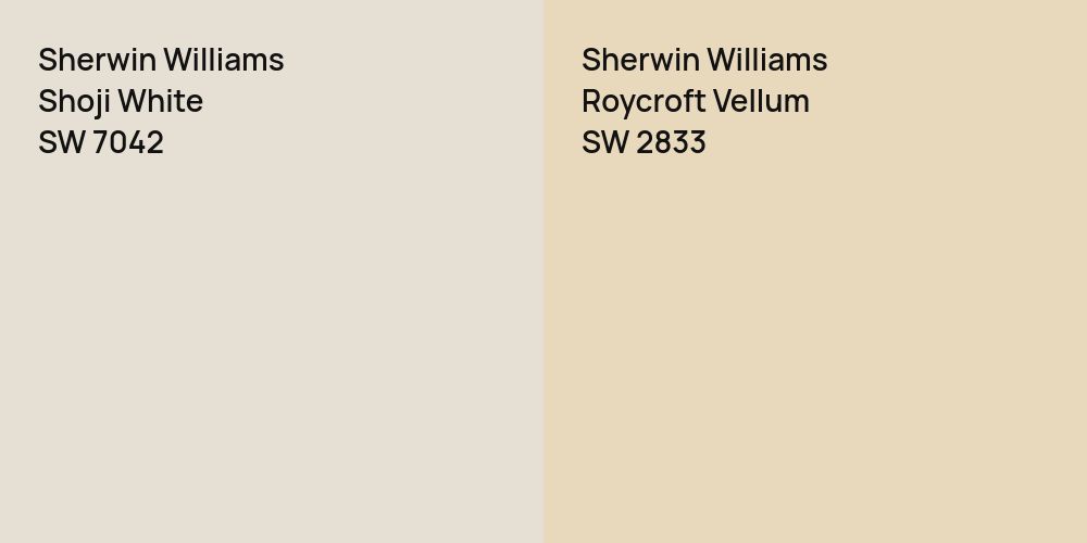 Sherwin Williams Shoji White vs. Sherwin Williams Roycroft Vellum