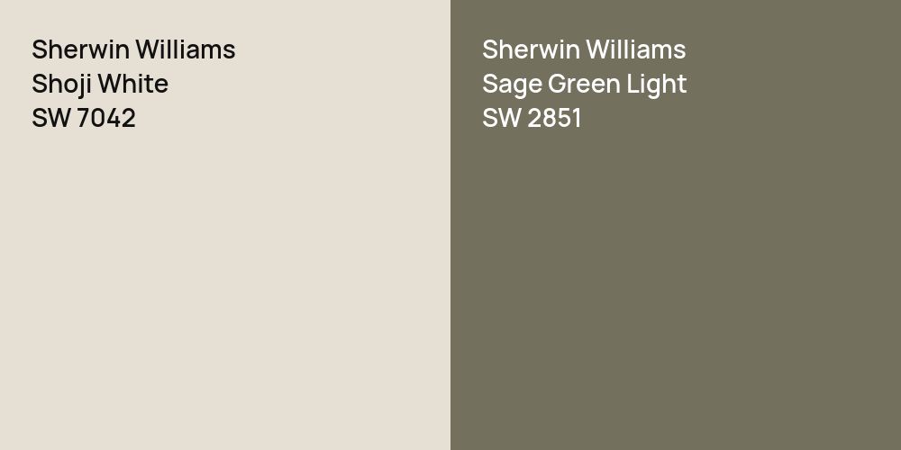 Sherwin Williams Shoji White vs. Sherwin Williams Sage Green Light