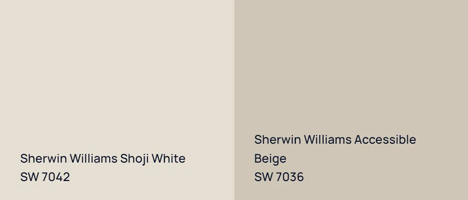 Sherwin Williams Shoji White SW 7042 vs Sherwin Williams Accessible Beige SW 7036