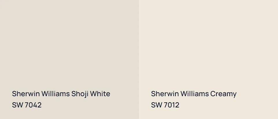 Sherwin Williams Shoji White SW 7042 vs Sherwin Williams Creamy SW 7012