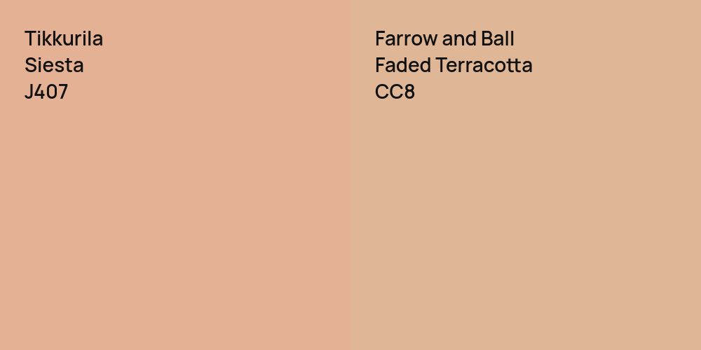 Tikkurila Siesta vs. Farrow and Ball Faded Terracotta