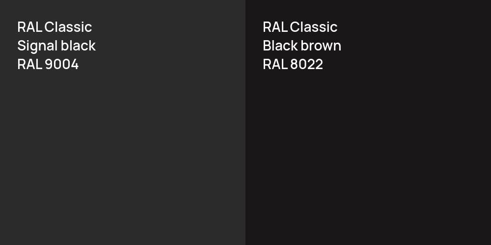 RAL Classic Signal black vs. RAL Classic  Black brown