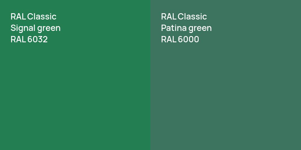 RAL Classic  Signal green vs. RAL Classic  Patina green