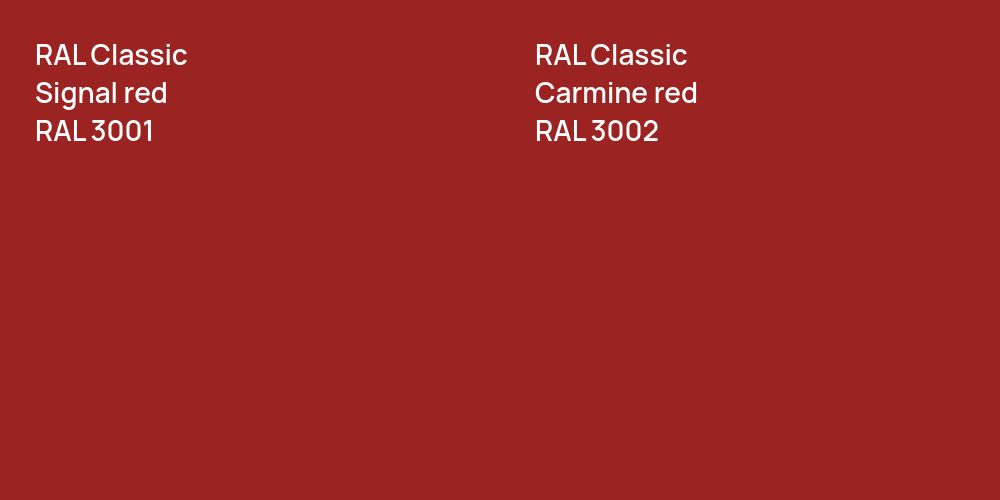 RAL Classic Signal red vs. RAL Classic  Carmine red