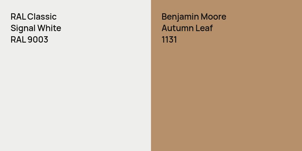 RAL Classic Signal White vs. Benjamin Moore Autumn Leaf