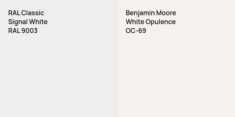 RAL Classic Signal White vs. Benjamin Moore White Opulence