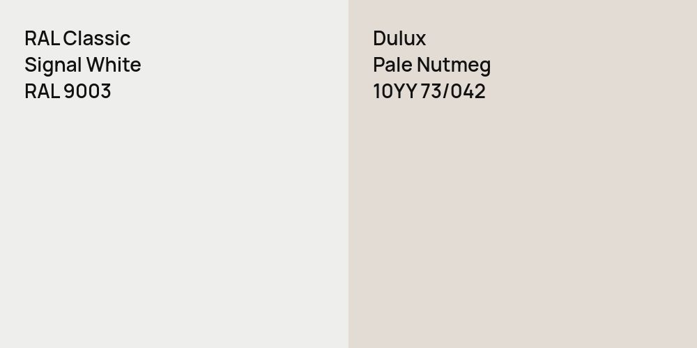 RAL Classic Signal White vs. Dulux Pale Nutmeg