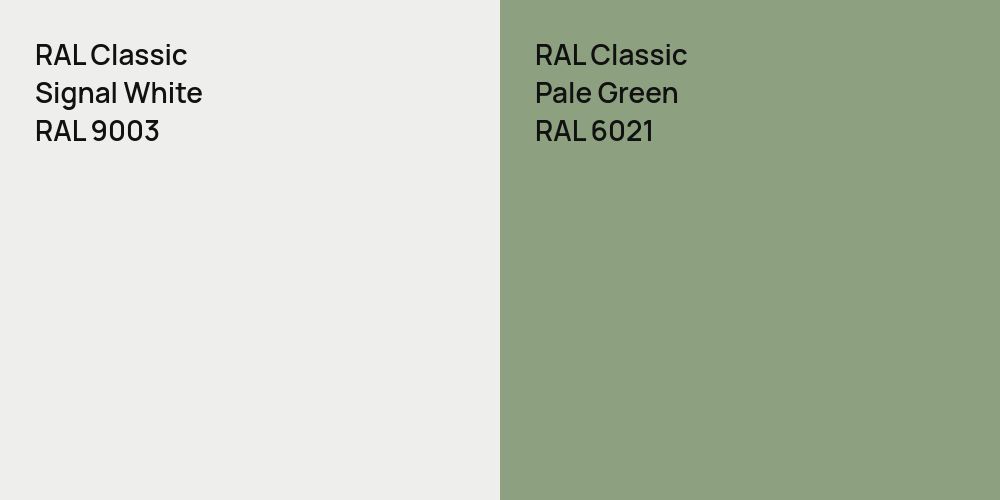 RAL Classic Signal White vs. RAL Classic Pale Green