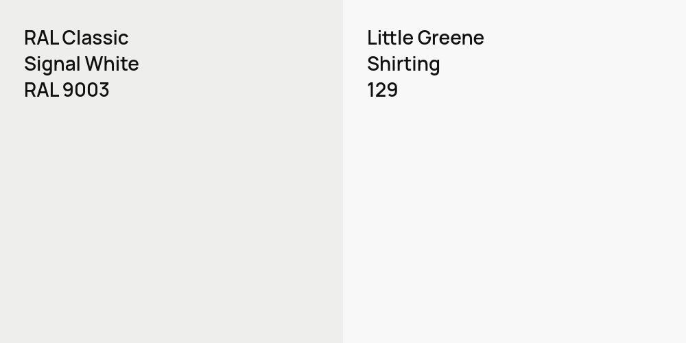 RAL Classic Signal White vs. Little Greene Shirting