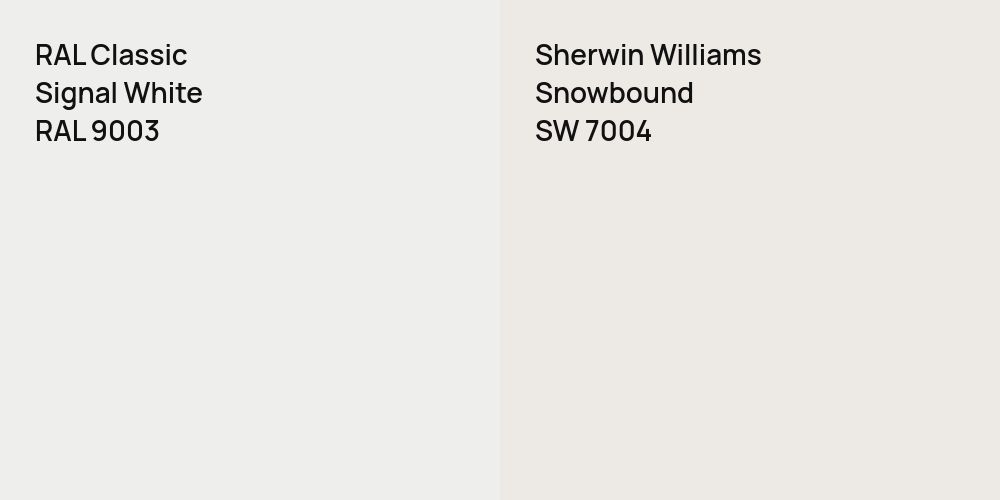 RAL Classic Signal White vs. Sherwin Williams Snowbound