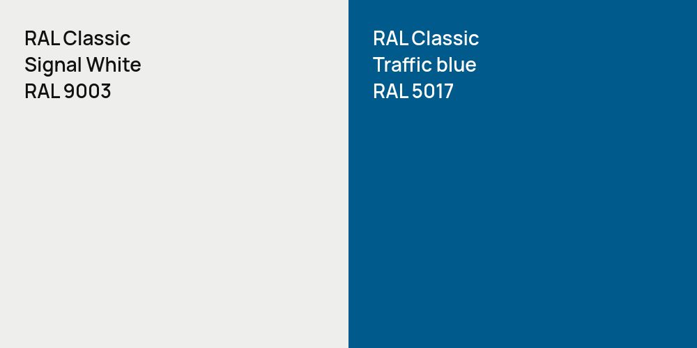 RAL Classic Signal White vs. RAL Classic  Traffic blue