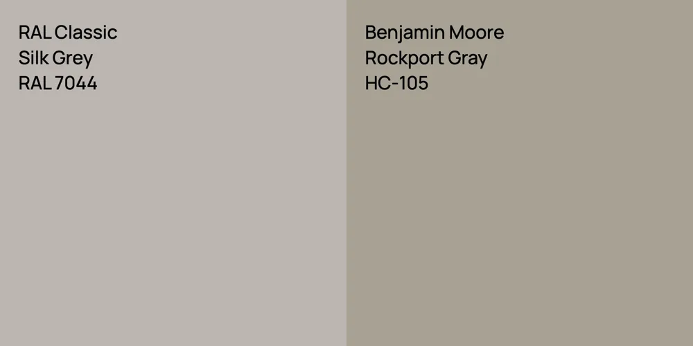 RAL Classic Silk Grey vs. Benjamin Moore Rockport Gray