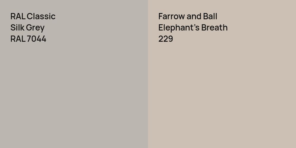 RAL Classic Silk Grey vs. Farrow and Ball Elephant's Breath