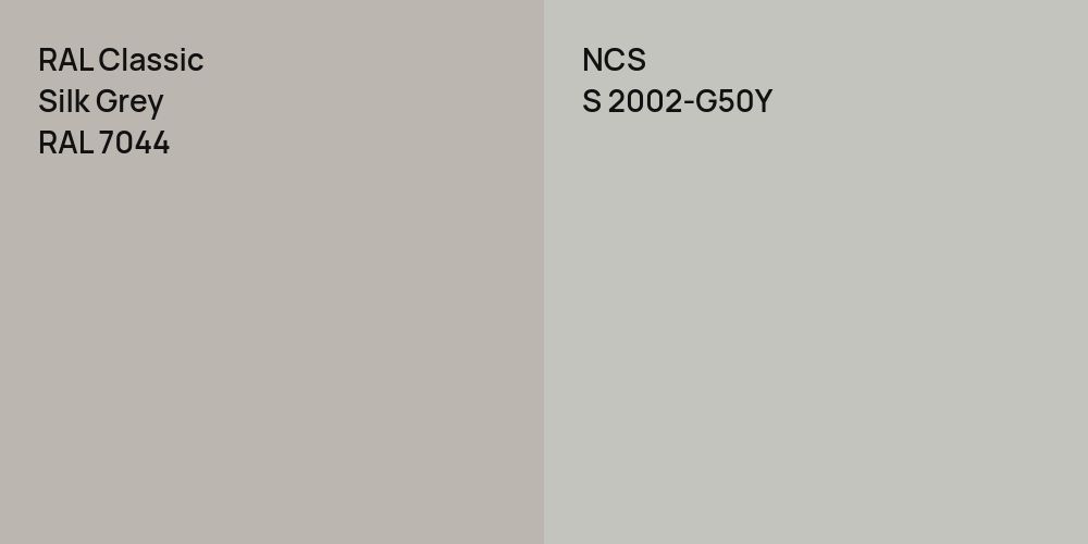 RAL Classic Silk Grey vs. NCS S 2002-G50Y