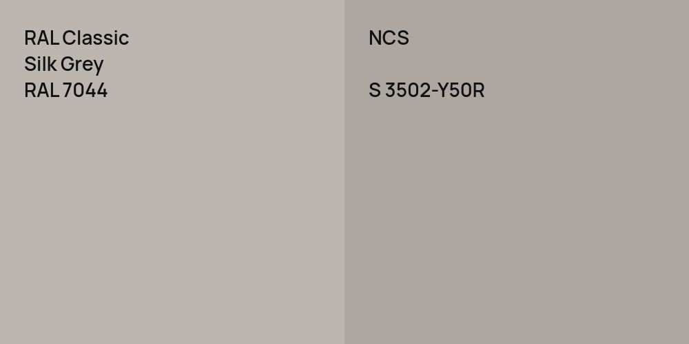 RAL Classic Silk Grey vs. NCS S 3502-Y50R