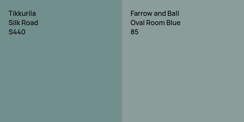 Tikkurila Silk Road vs. Farrow and Ball Oval Room Blue