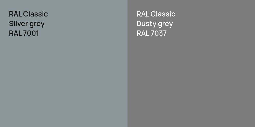 RAL Classic  Silver grey vs. RAL Classic  Dusty grey