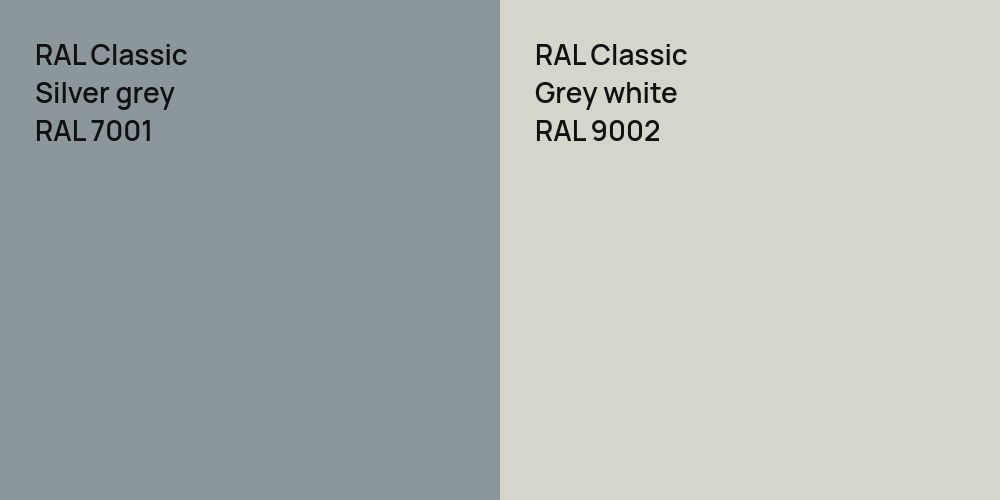 RAL Classic  Silver grey vs. RAL Classic  Grey white