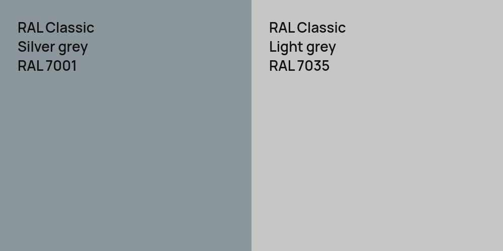 RAL Classic  Silver grey vs. RAL Classic  Light grey