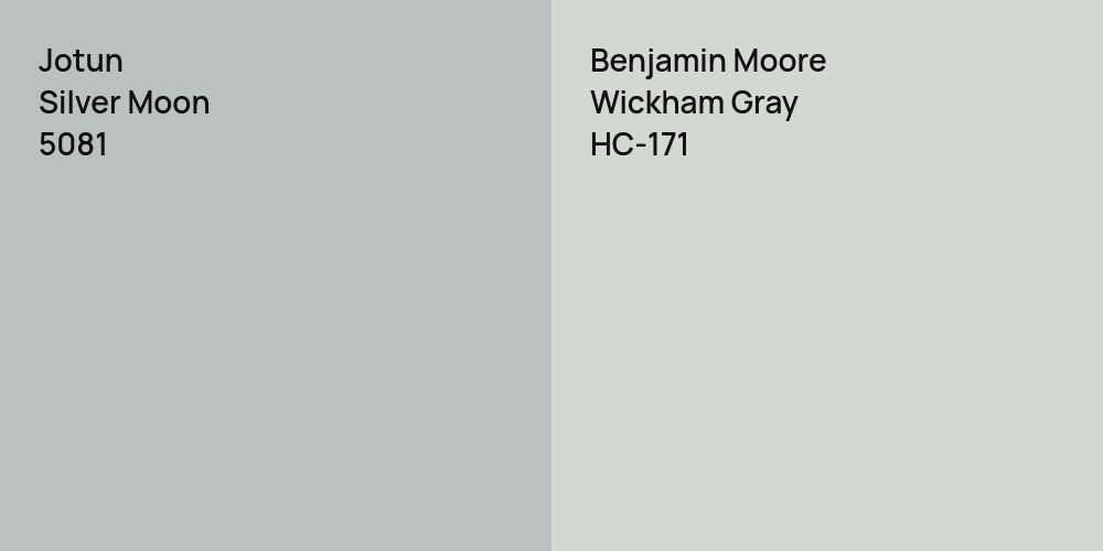 Jotun Silver Moon vs. Benjamin Moore Wickham Gray