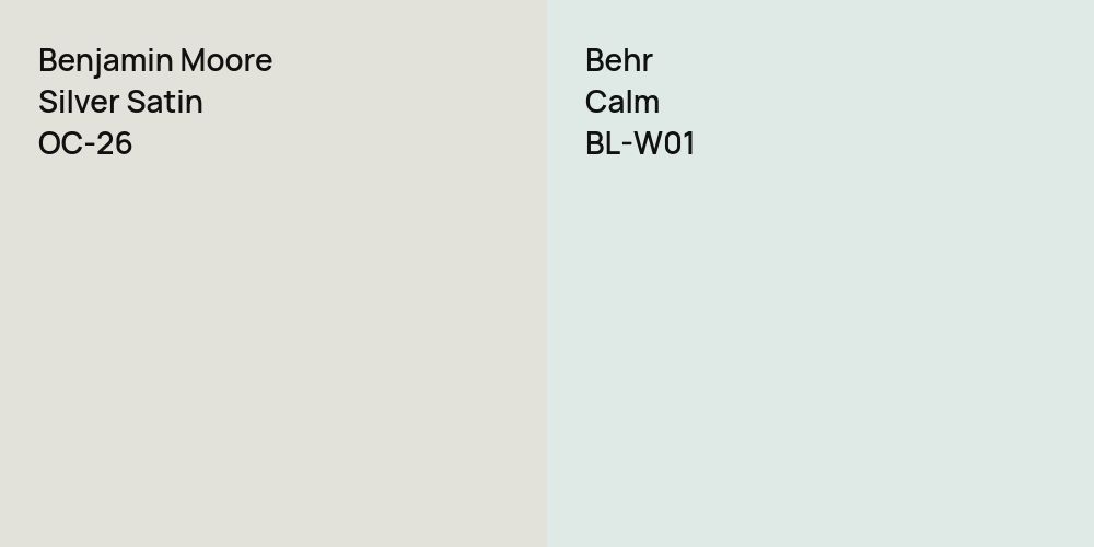 Benjamin Moore Silver Satin vs. Behr Calm