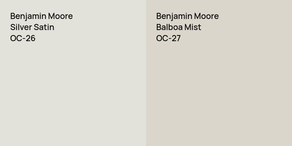 Benjamin Moore Silver Satin vs. Benjamin Moore Balboa Mist