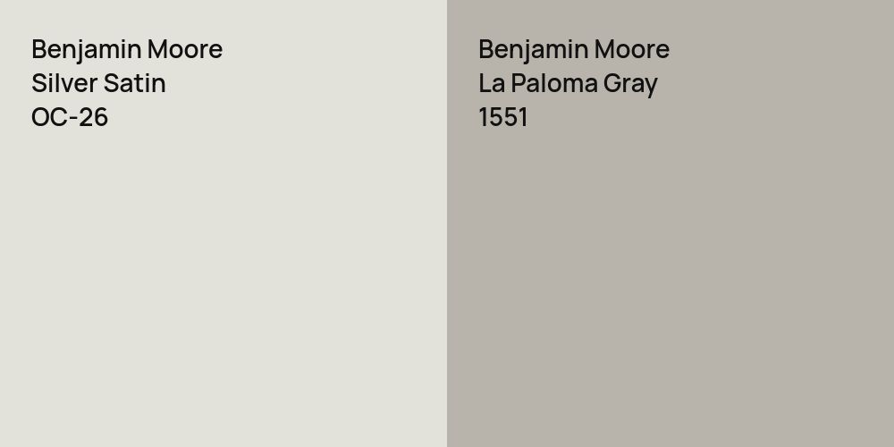 Benjamin Moore Silver Satin vs. Benjamin Moore La Paloma Gray