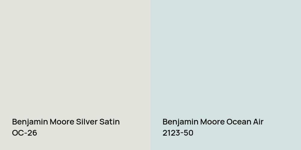 Benjamin Moore Silver Satin vs. Benjamin Moore Ocean Air